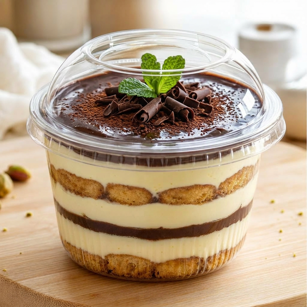 Verrine tiramisu chocolat noir artisanal à La Réunion — ganache cacao et mascarpone