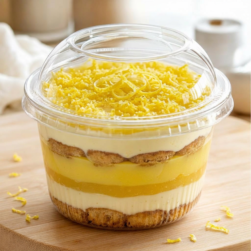 Verrine tiramisu citron yuzu — crème agrumes acidulée et zeste frais