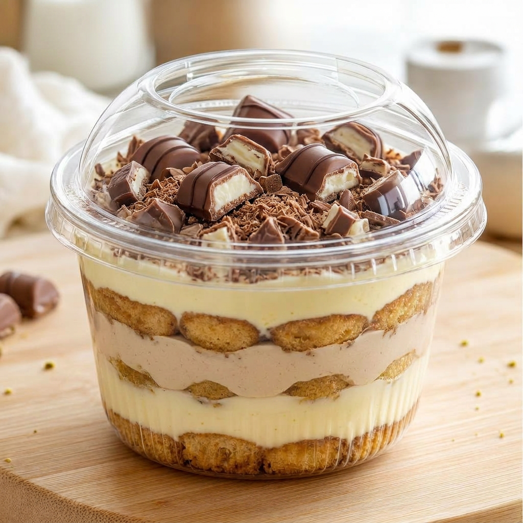Verrine tiramisu Kinder Bueno — praliné lait et cœur noisette croustillant