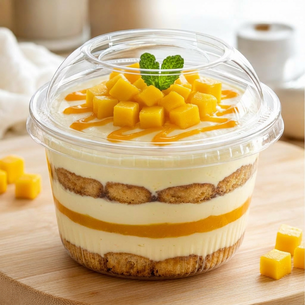 Verrine tiramisu mangue péï de La Réunion — fruit local et mascarpone vanillé