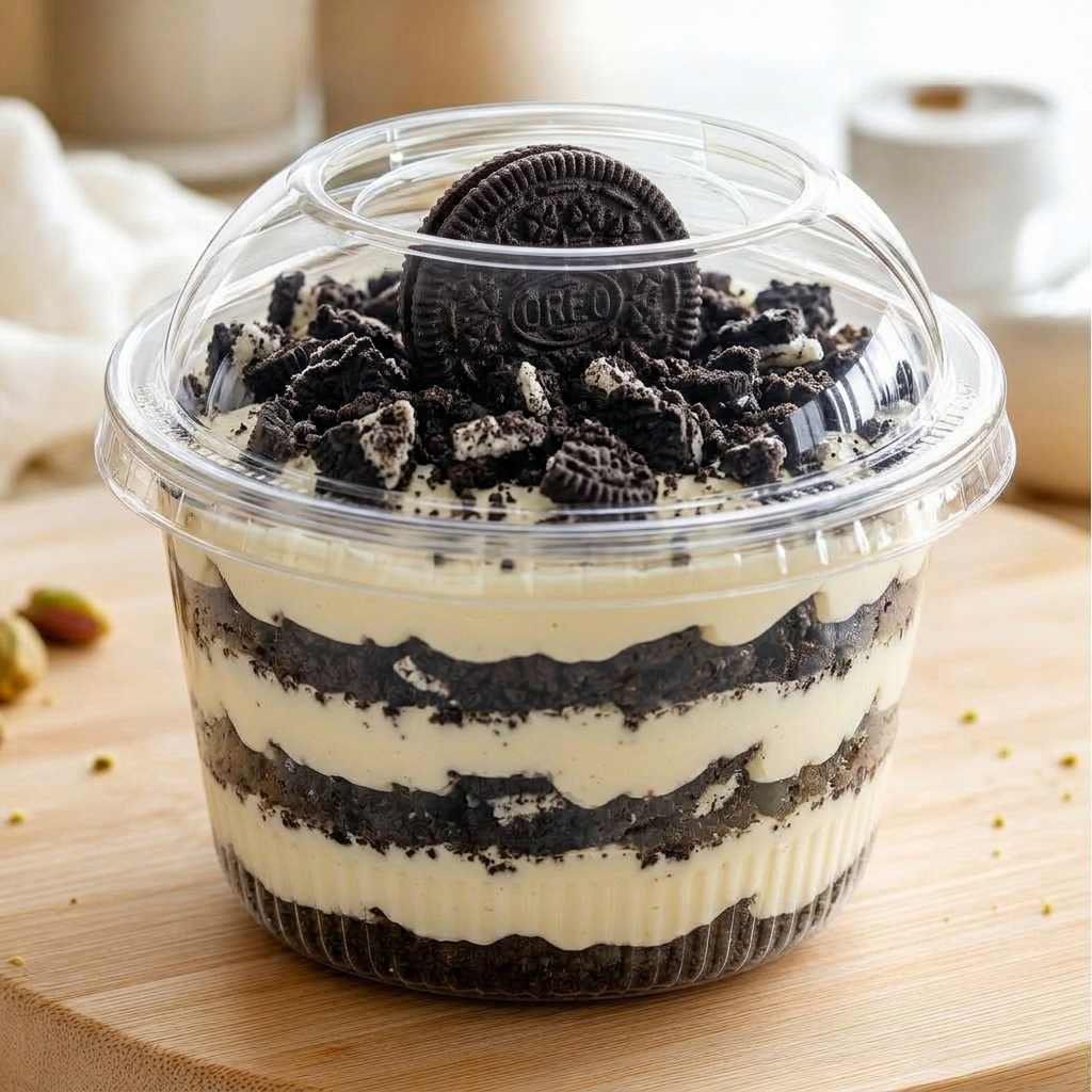 Verrine tiramisu Oreo — brisures de biscuit et crème mascarpone vanille